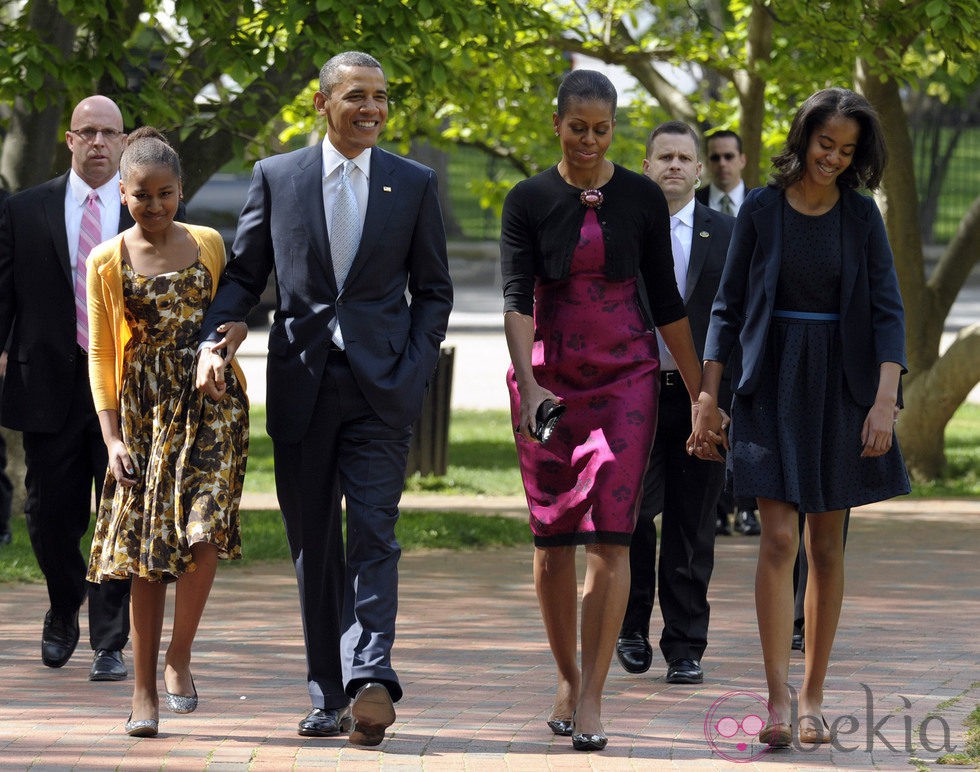 Barack Obama y su familia acuden a misa de Domingo de Pascua