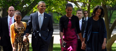 Barack Obama y su familia acuden a misa de Domingo de Pascua