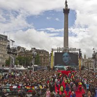 Vista de Trafalgar Square en el estreno de Harry Potter en Londres