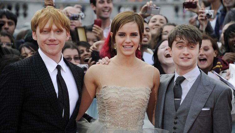 Rupert Grint, Emma Watson y Daniel Radcliffe en el estreno de Harry Potter en Londres