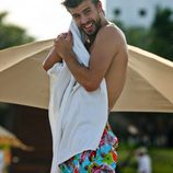 Gerard Piqué se seca con una toalla en Miami