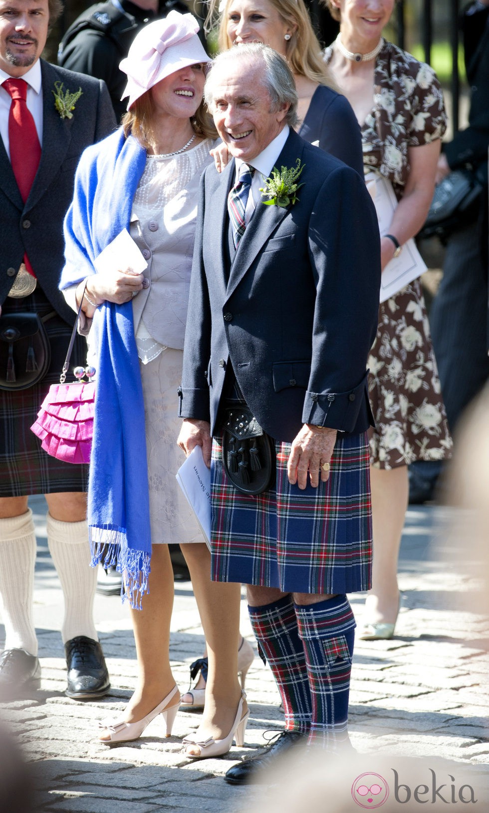 Jackie Stewart con falda escocesa