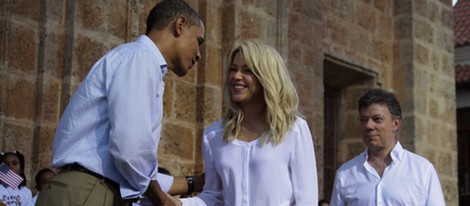 Shakira en la cumbre de Cartagena con Obama