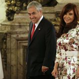 Cristina Kirchner con un colorido vestido