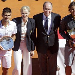 Novak Djokovic, los Príncipes de Mónaco y Rafa Nadal en el Masters 1.000 de Montecarlo