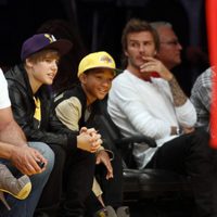 Justin Bieber, Jaden Smith y David Beckham con los 'Angeles Lakers'