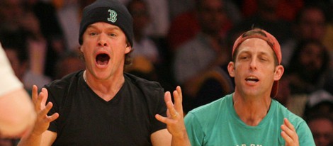 Matt Damon en un partido de los Staples Center