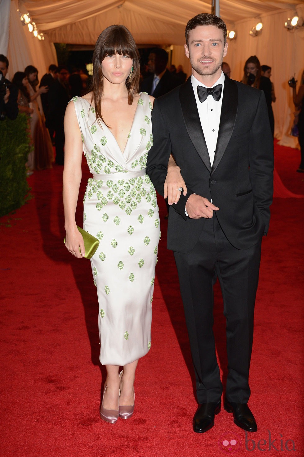 Jessica Biel y Justin Timberlake en la alfombra roja de la Gala del MET 2012