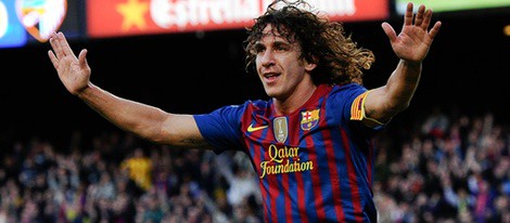 Carles Puyol celebra un gol del Barça