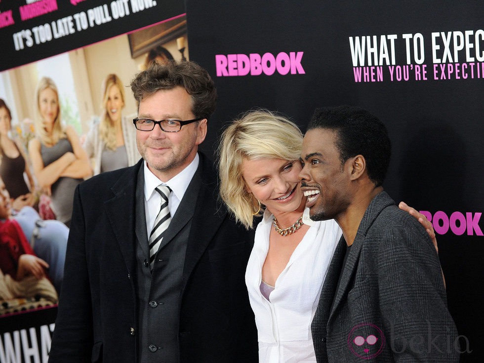 Kirk Jones, Cameron Diaz y Chris Rock en el estreno de '¿Qué esperar cuando estás esperando?'