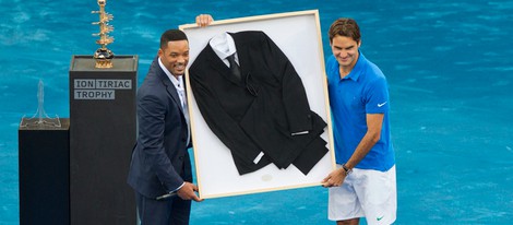 Will Smith y Roger Federer en la final del Masters de Tenis de Madrid 2012