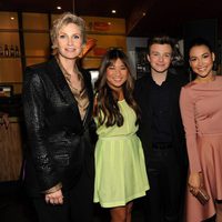 Jane Lynch, Jenna Ushkowitz, Chris Colfer, Naya Rivera y Darren Criss en los Upfronts de Fox 2012