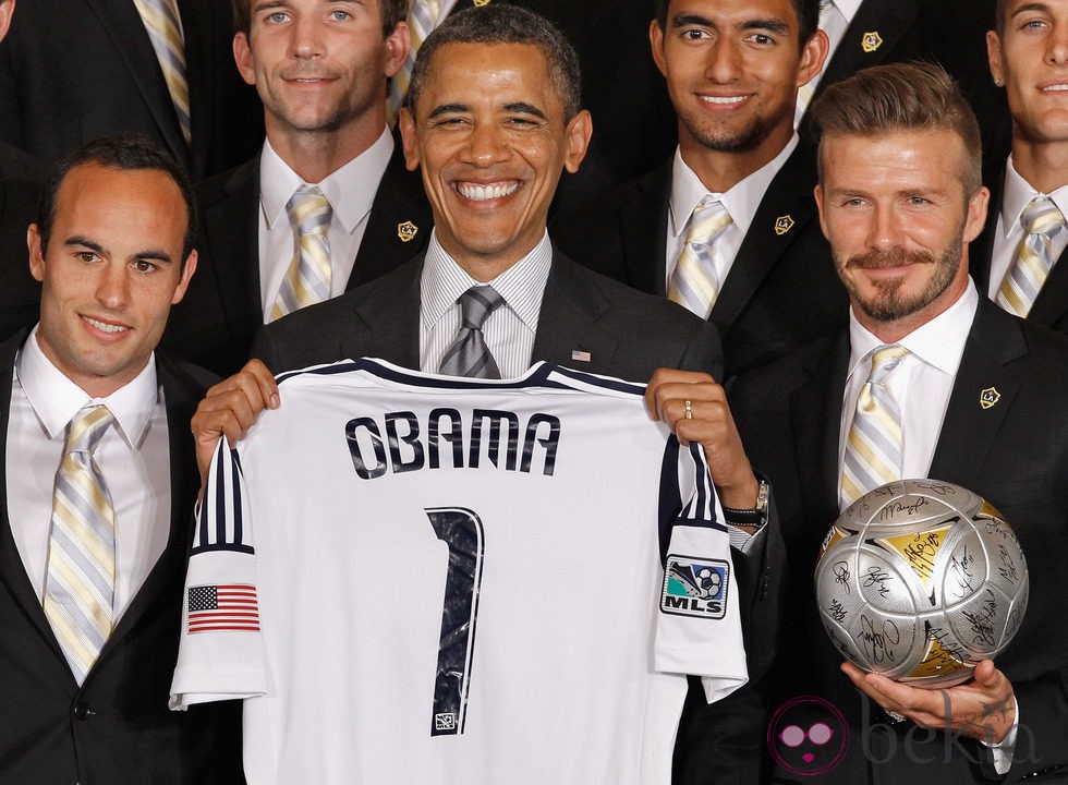 Barack Obama y David Beckham en la recepción a los Angeles Galaxy