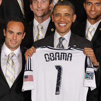 Barack Obama y David Beckham en la recepción a los Angeles Galaxy