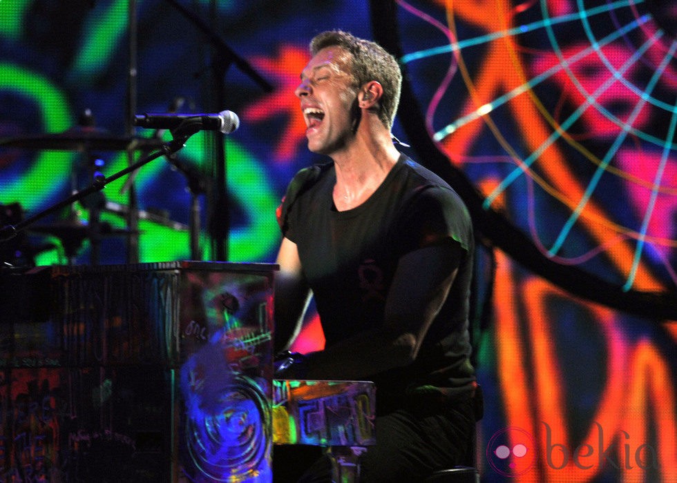 Chris Martin de Coldplay en concierto