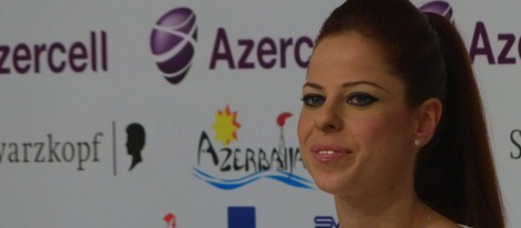 Pastora Soler durante una rueda de prensa en Bakú, ciudad de Eurovisión 2012