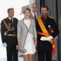 Guillermo de Luxemburgo y la Condesa Stéphanie de Lannoy en el bautizo de Estela de Suecia