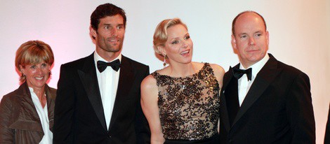 Los Príncipes de Mónaco con Mark Webber y su mujer en la gala posterior al Gran Premio de F1 de Mónaco