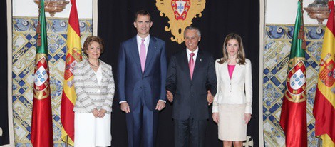 Los Príncipes de Asturias junto al Presidente de Portugal y su esposa en Lisboa