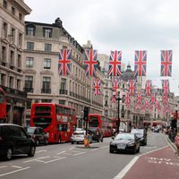 Regent Street, decorada para el Jubileo de la Reina Isabel II