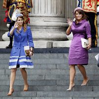 El Duque de York y las Princesas Beatriz y Eugenia en la misa del Jubileo de Diamante