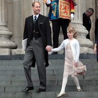 Los Condes de Wessex y Lady Louise Windsor en la misa del Jubileo de Diamante