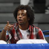 Marcelo en el partido de baloncesto Real Madrid-Barcelona