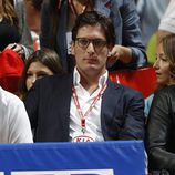 Luis Medina en el partido de baloncesto Real Madrid-Barcelona