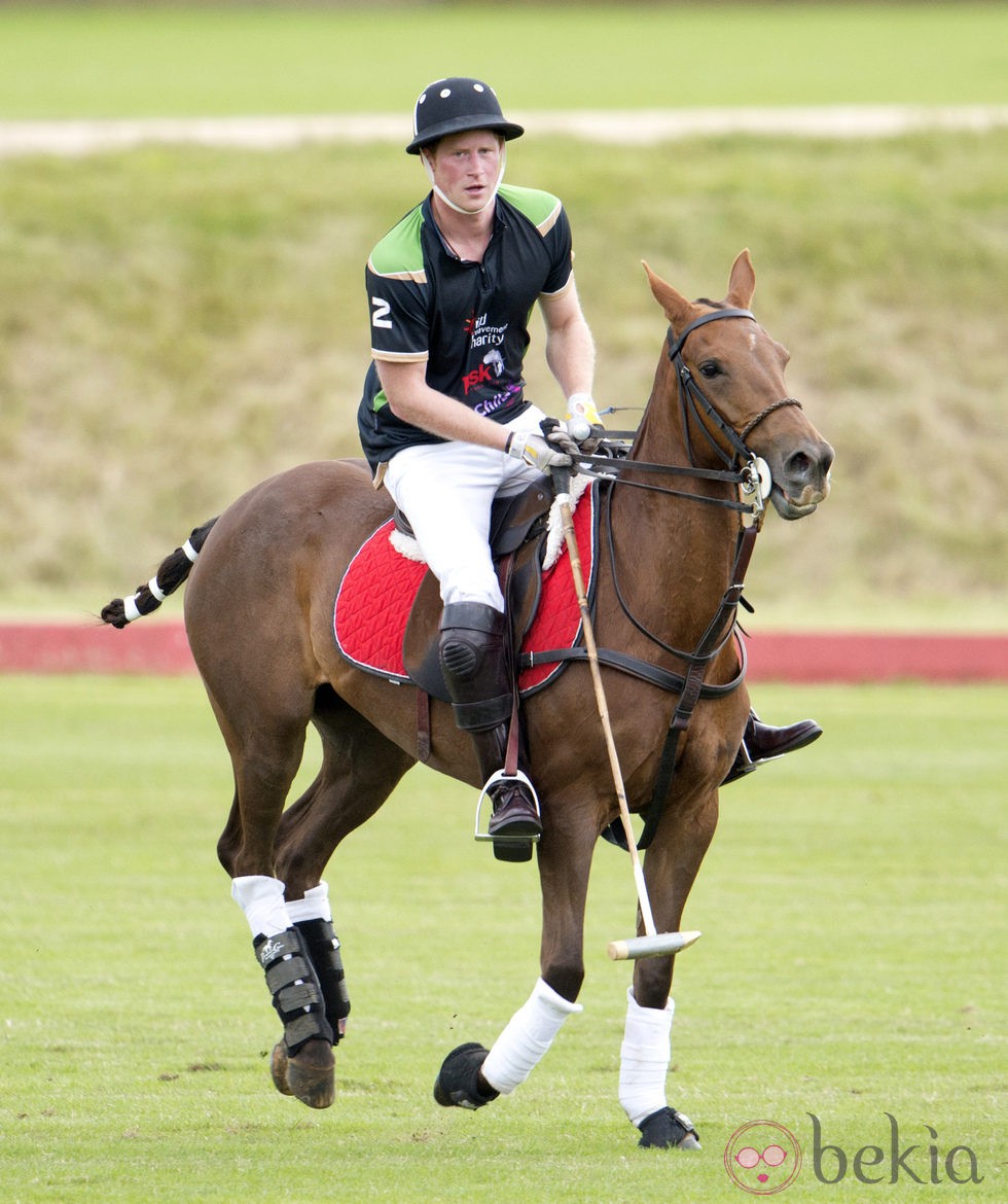 El Príncipe Harry disputa un partido de polo benéfico