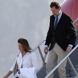 Mariano Rajoy y Elvira Fernández Balboa a su llegada a Los Cabos