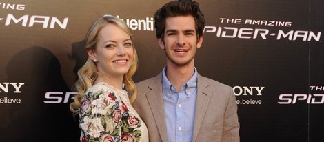 Andrew Garfield y Emma Stone en el estreno de 'The Amazing Spiderman' en Madrid