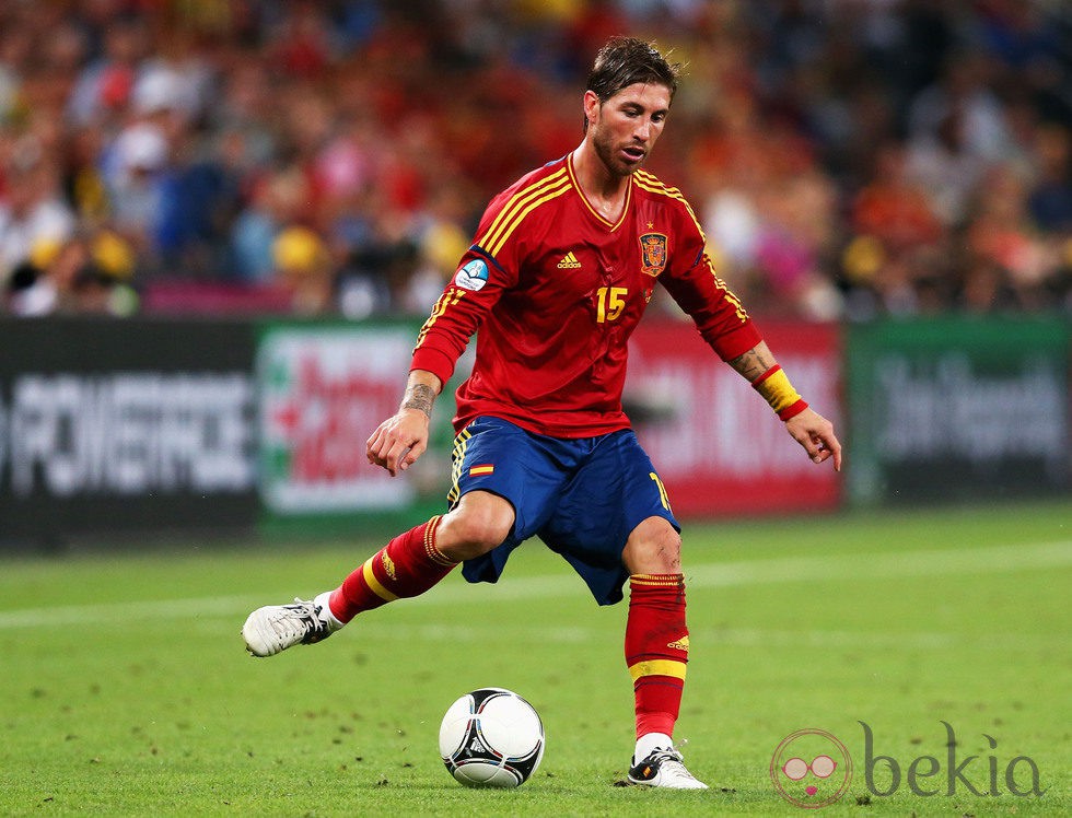 Sergio Ramos tras meter el penaltil en la semifinal de la Eurocopa 2012 contra Portugal