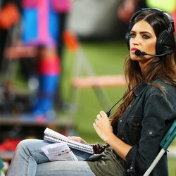 Sara Carbonero durante el partido de España y Portugal en la Eurocopa 2012