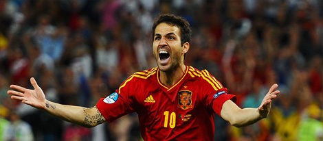 Cesc Fábregas celebra el penalti de la victoria de la semifinal de la Eurocopa 2012