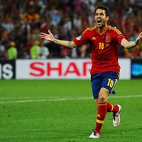 Cesc Fábregas celebra el penalti de la victoria de la semifinal de la Eurocopa 2012