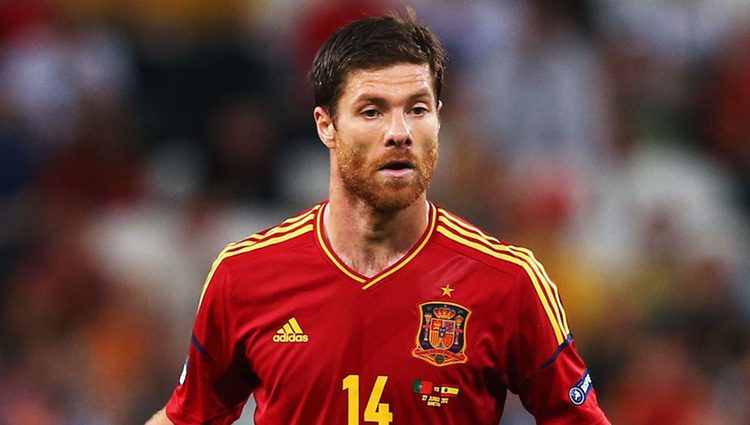 Xabi Alonso en la semifinal de España contra Portugal en la Eurocopa 2012