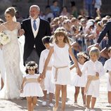 Astrid Klisans a su llegada al Monasterio de El Escorial vestida de novia