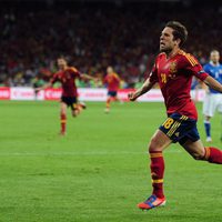 Jordi Alba celebra el segundo gol de la final de la Eurocopa 2012