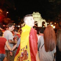 Banderas de España tras el título de Campeones de Europa 2012