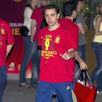 Xavi Hernández en la cena de celebración de la Eurocopa 2012