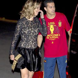 Pedro y su novia en la cena de celebración de la Eurocopa 2012