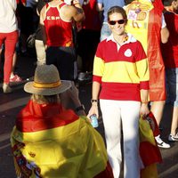 La Infanta Elena en la celebración en Madrid del triunfo de 'La Roja' en la Eurocopa 2012