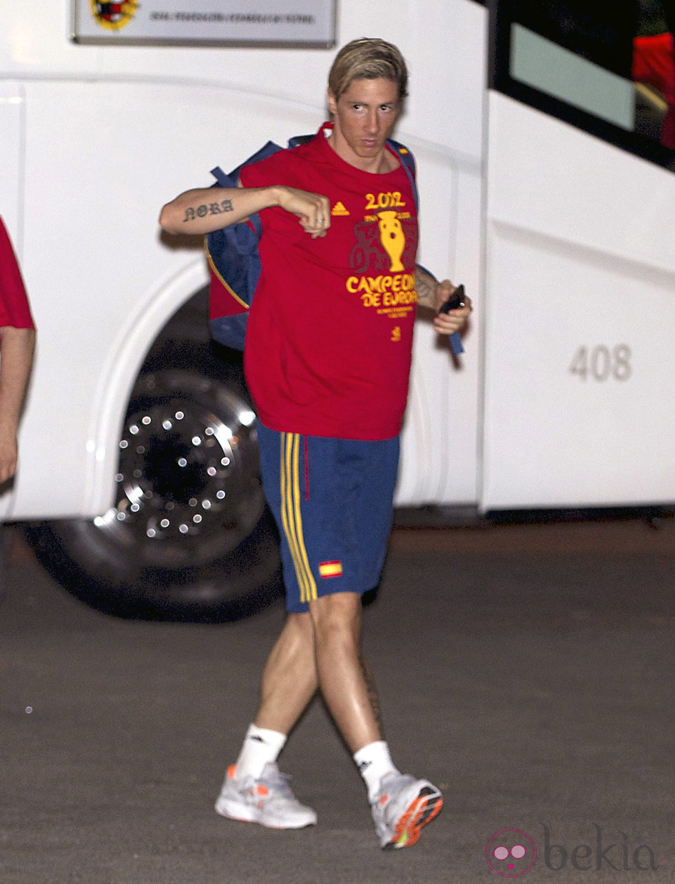 Fernando Torres en la cena de celebración de la Eurocopa 2012