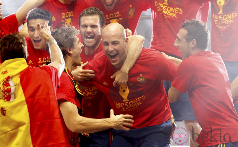 Navas, Llorente, Mata, Reina y Cazorla celebran en Madrid la Eurocopa 2012