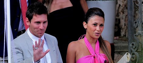 Leo Messi y Antonella Roccuzzo en la boda de Andrés Iniesta y Anna Ortiz