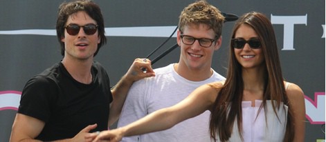 Ian Somerhadler, Nina Dobrev y Zach Roerig en la Comic-Con 2012