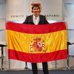 Rafa Nadal en su presentación como abanderado del equipo olímpico español en Londres 2012