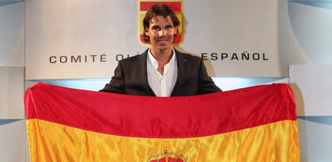 Rafa Nadal en su presentación como abanderado del equipo olímpico español en Londres 2012