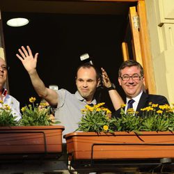 Andrés Iniesta durante su homenaje en Fuentealbilla