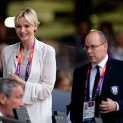 Alberto y Charlene de Mónaco en la ceremonia de inauguración de los Juegos Olímpicos